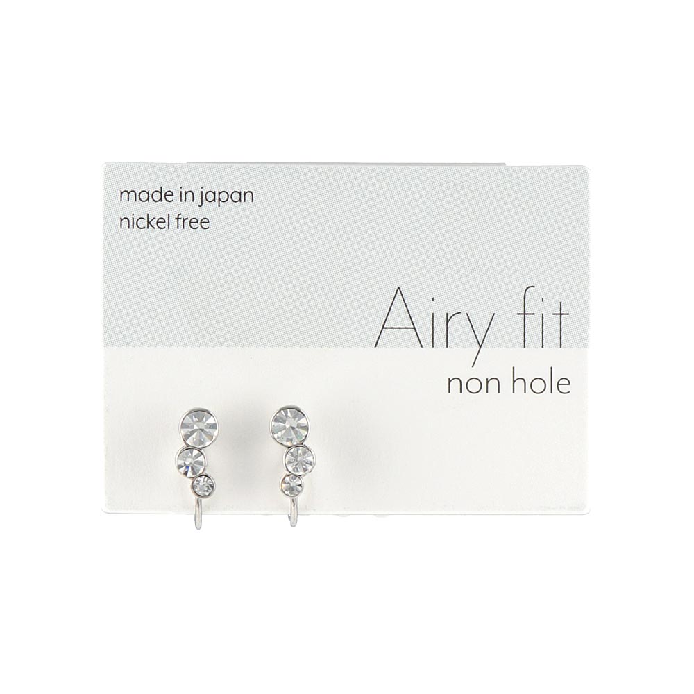 Triple Stone Airy Fit Clip On Earrings