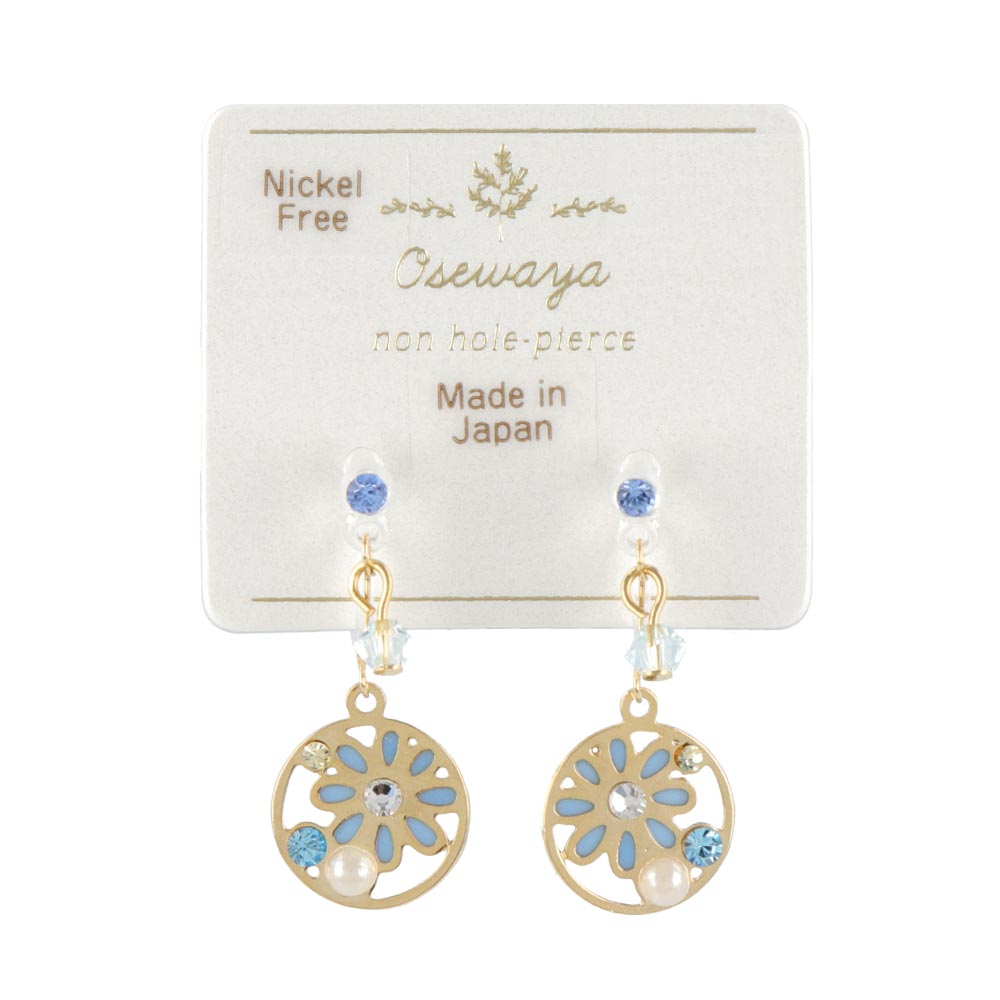 Floral Circle Invisible Clip On Earrings