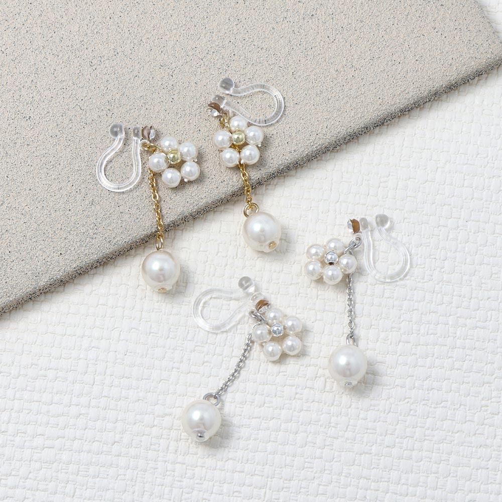 Multi Pearl Invisible Clip On Earrings