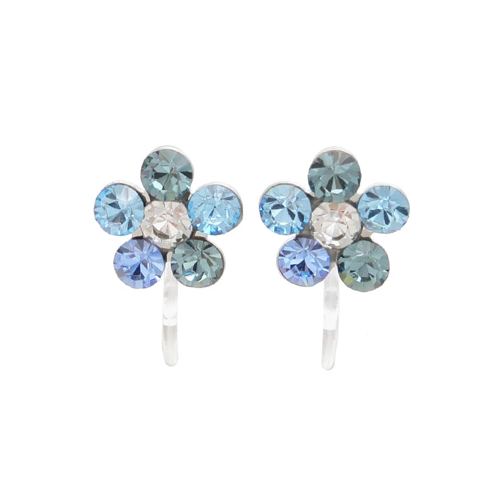 Pave Small Flower Invisible Clip On Earrings