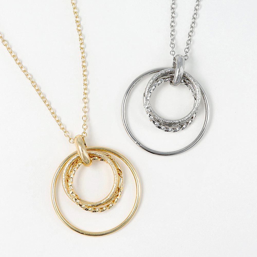 Multi Circle Long Necklace - osewaya