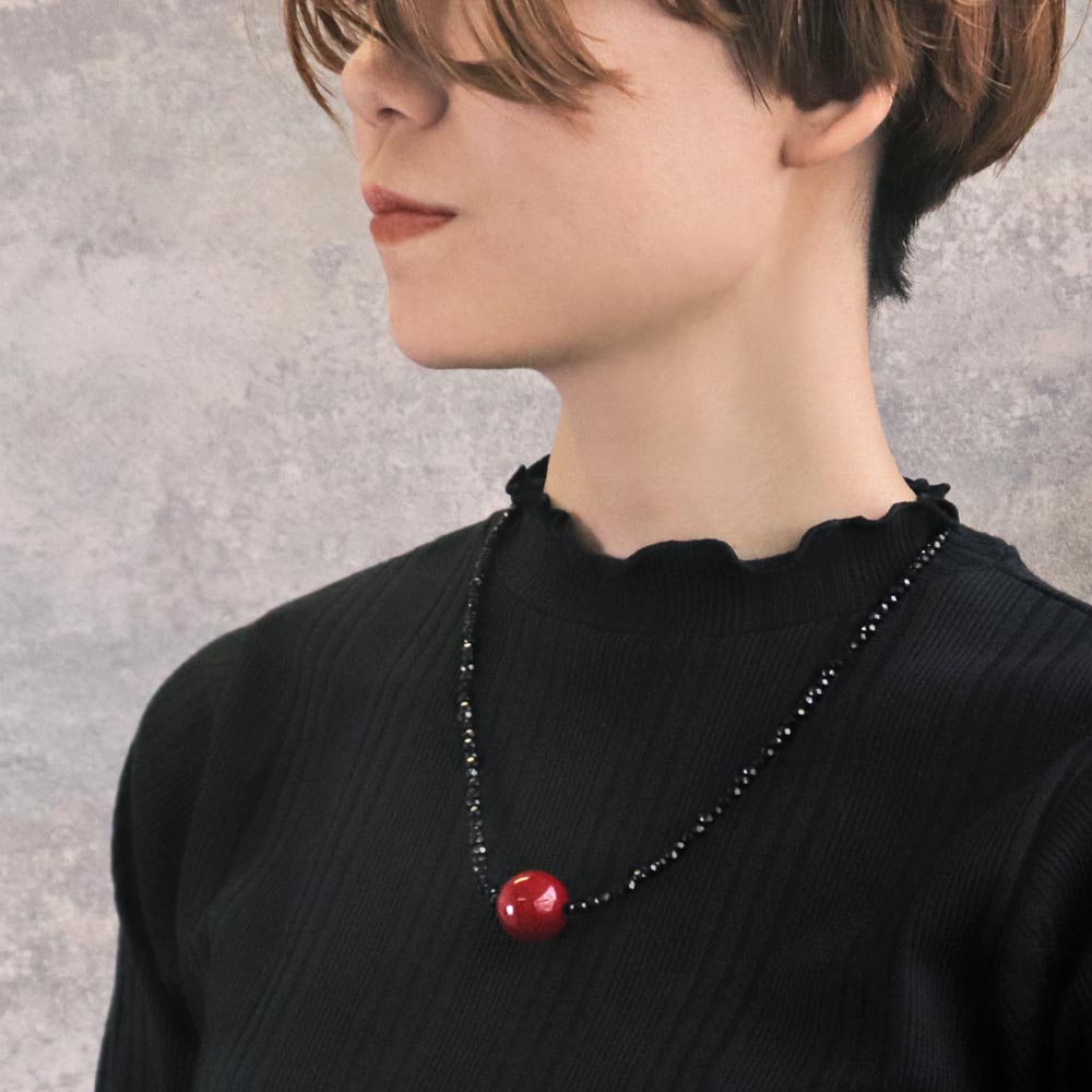 Red Bead Magnetic Closure Necklace