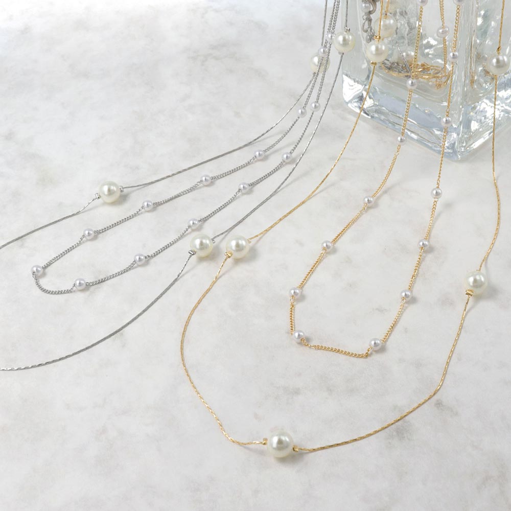 Pearl Layered Long Necklace - osewaya