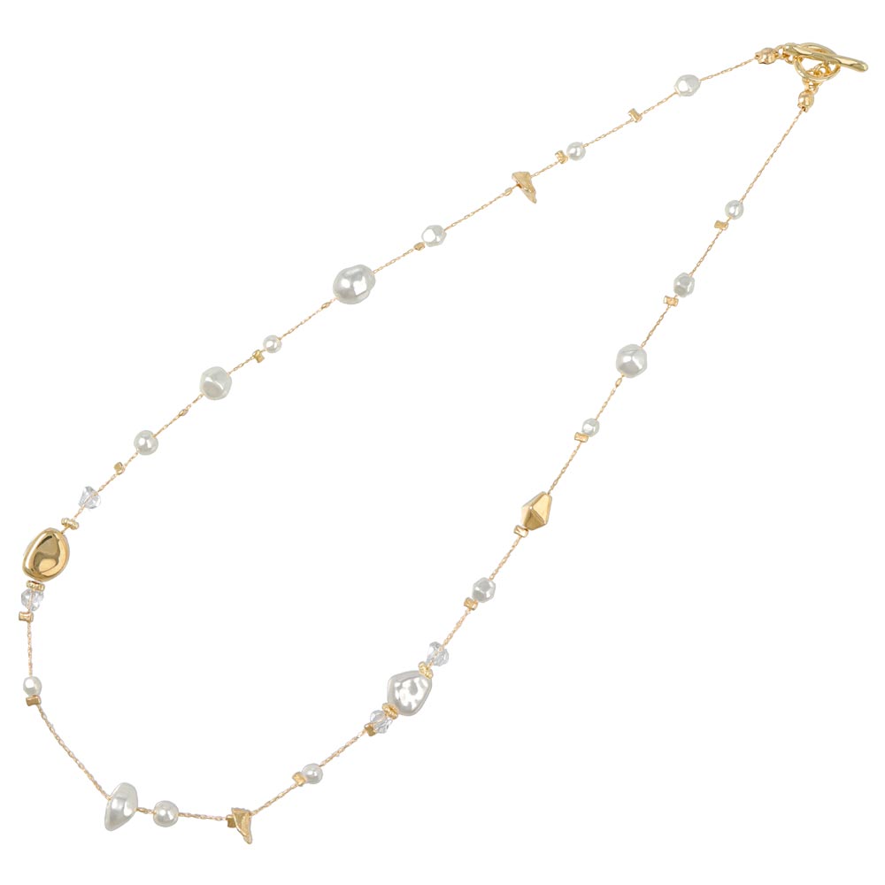 Faux Pearl Mismatched Mantel Necklace