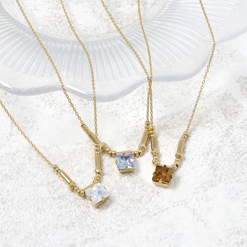 Square Stone Short Necklace
