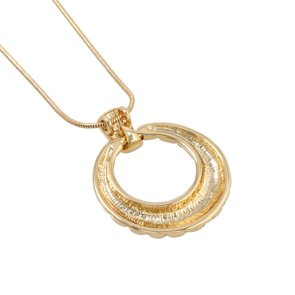 Quilted Circle Long Necklace