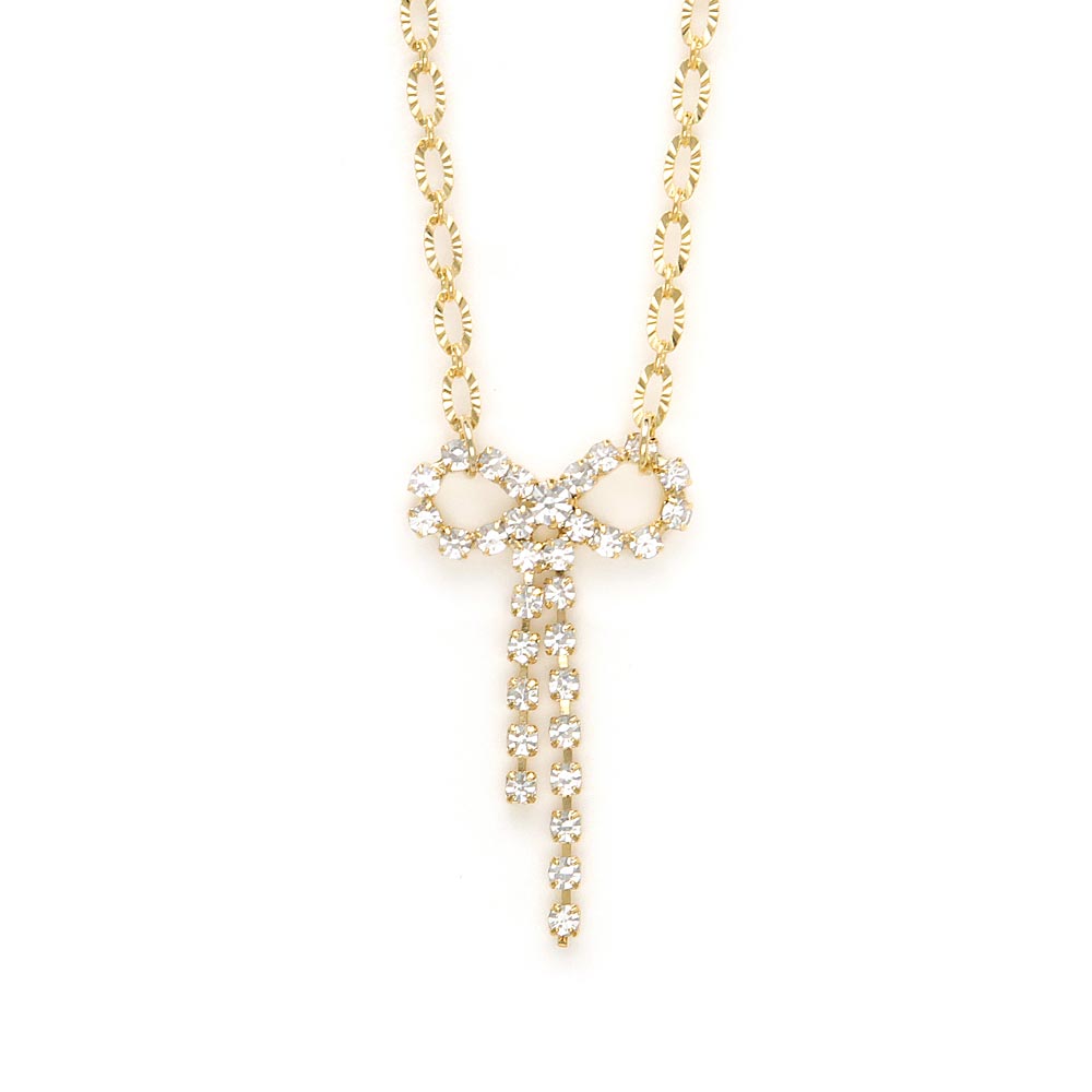 Jeweled Bow Chain Necklace