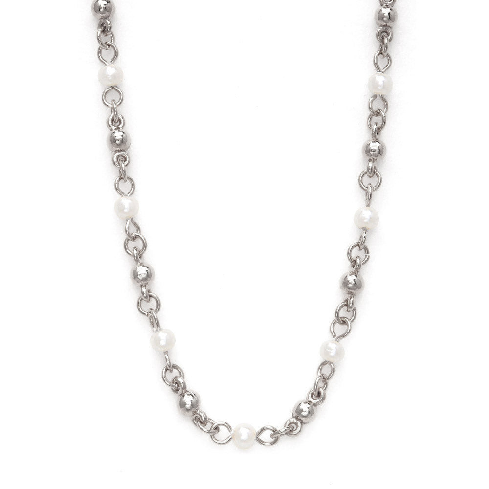 Pearl and Ball Short Chain Necklace