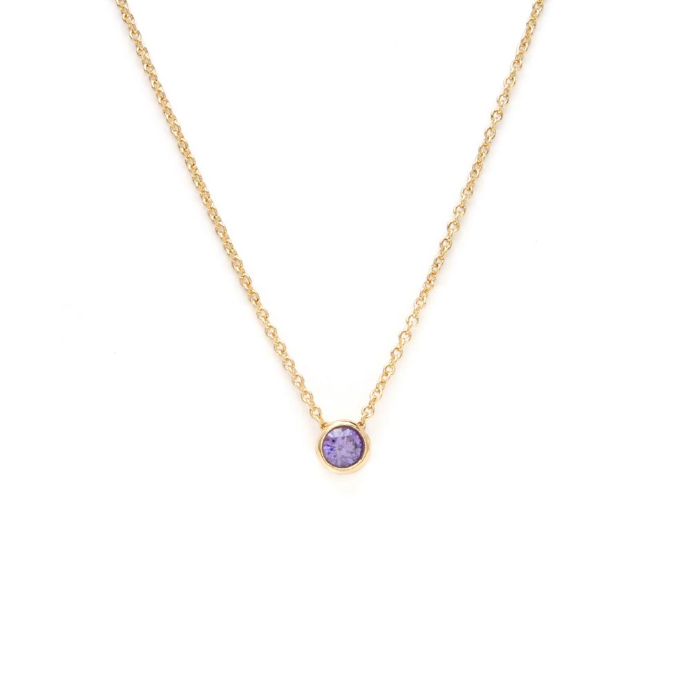 Birthday Month Color CZ Necklace