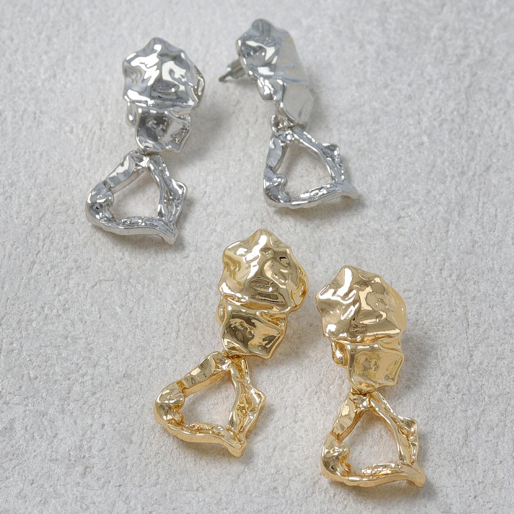 Crushed Metal Dangle Earrings - osewaya