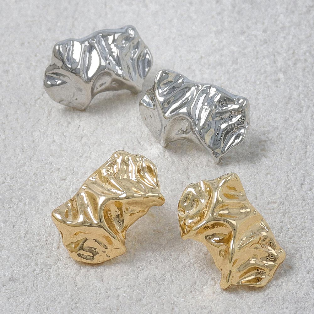 Crushed Metal Square Earrings