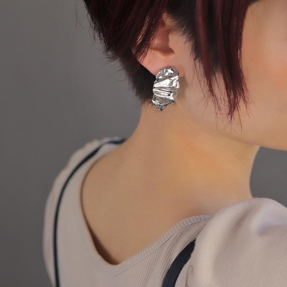 Crushed Metal Chunk Earrings