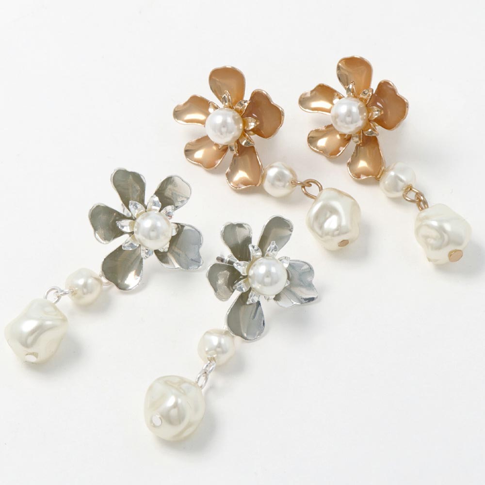 Floral Pearl Titanium Earrings