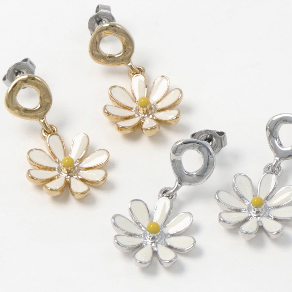 Marguerite Drop Titanium Earrings