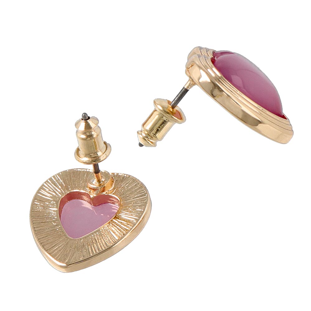 Color Clear Heart Titanium Studs