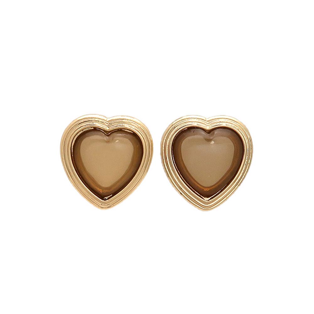 Color Clear Heart Titanium Studs