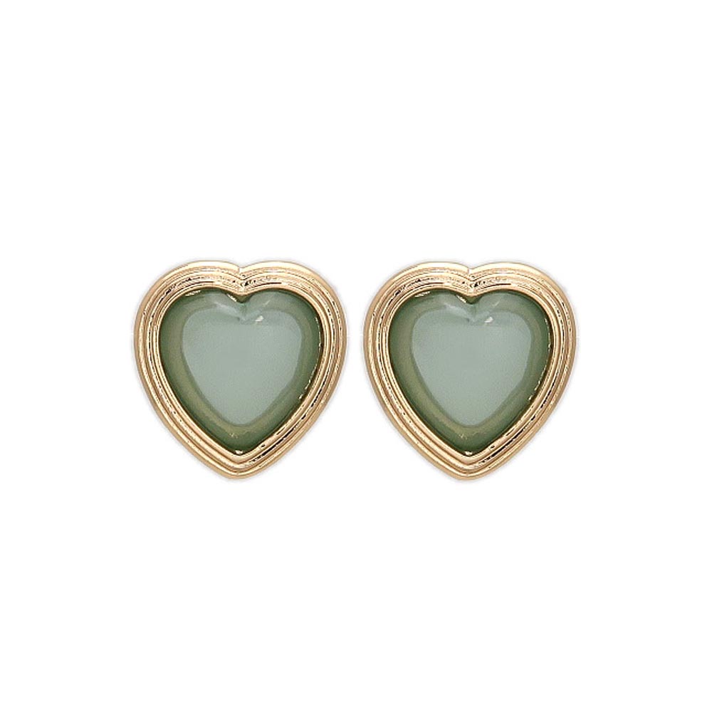 Color Clear Heart Titanium Studs