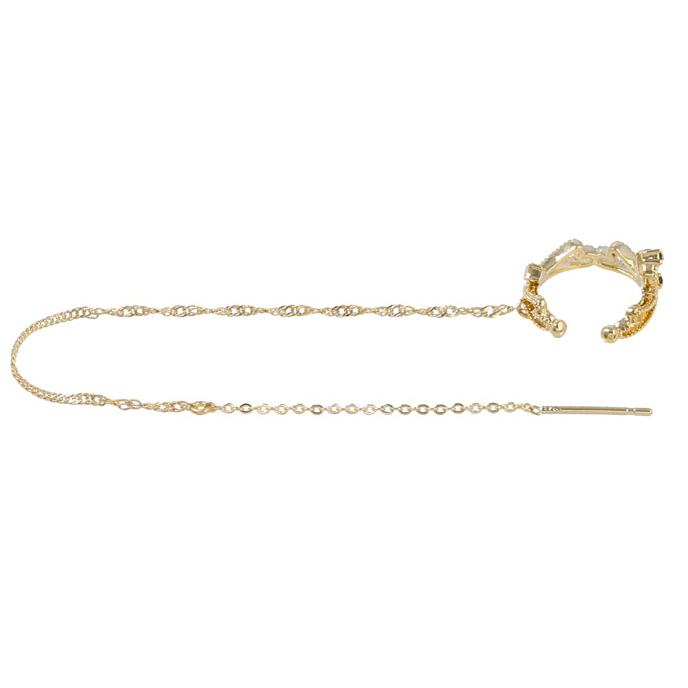Chain Threader Heart Crown Cuff Earring