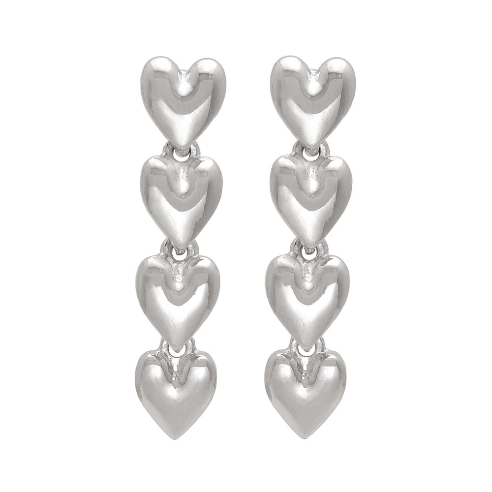 Linked Heart Titanium Earrings