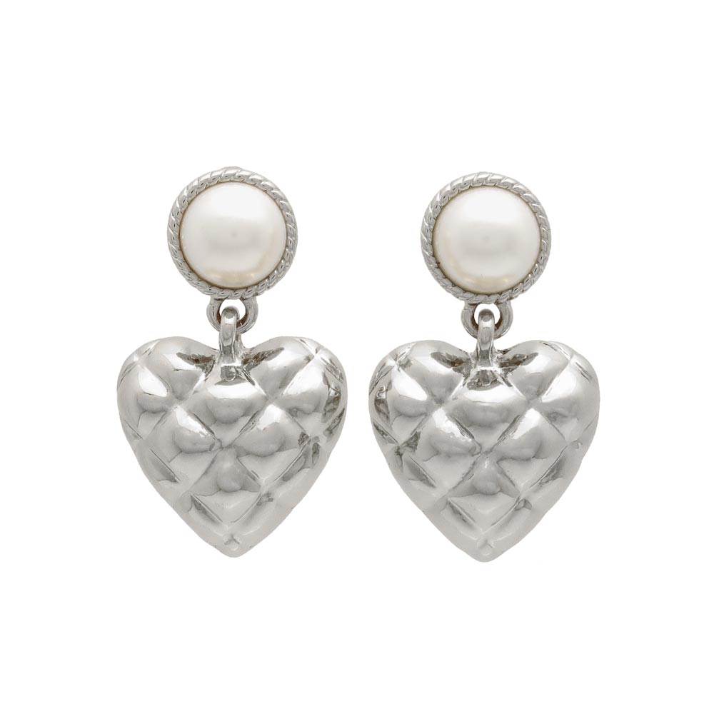 Quilted Heart Titanium Earrings