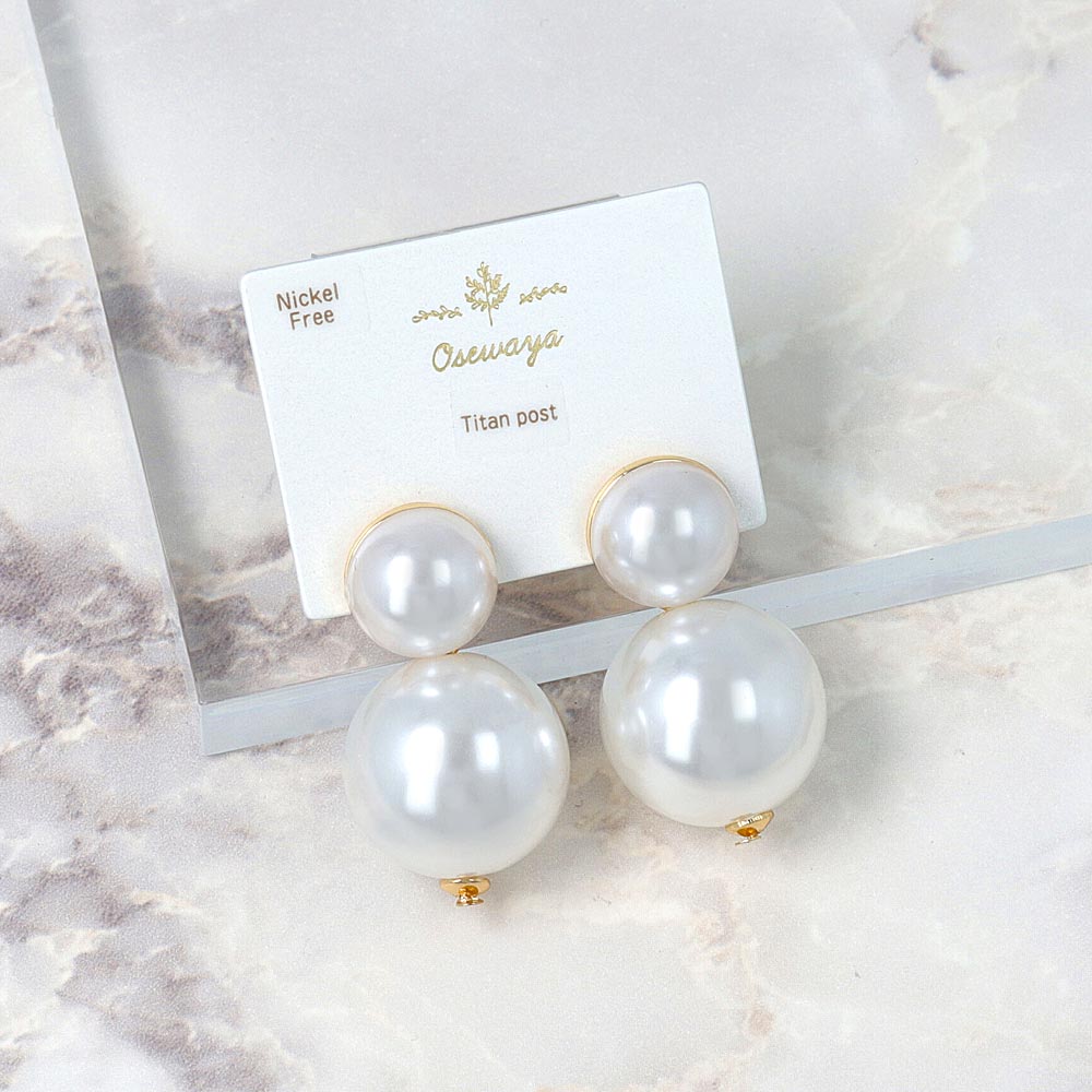 Chunky Double Pearl Earrings - osewaya
