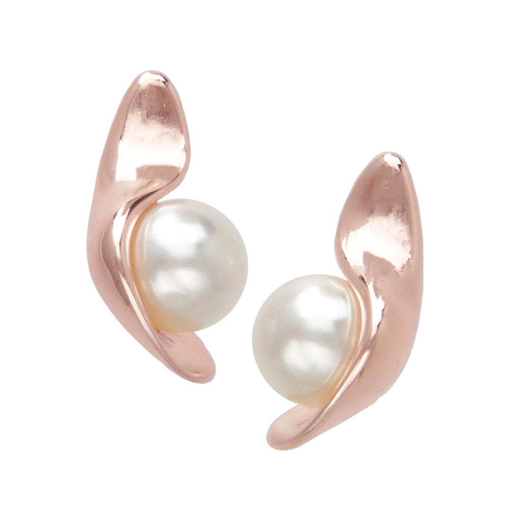 Rose Silver Inlaid Pearl Earrings