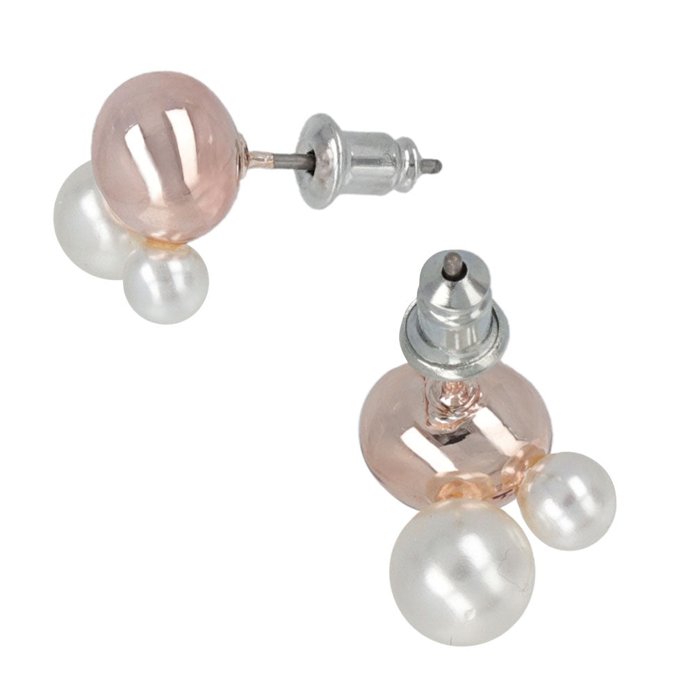 Rose Silver Double Pearl Earrings