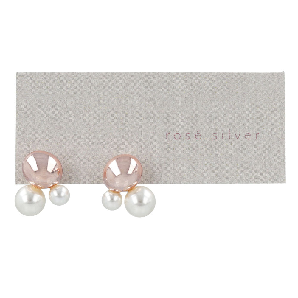 Rose Silver Double Pearl Earrings