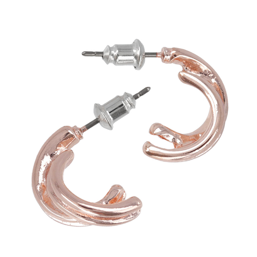 Rose Silver Grooved Curl Earrings