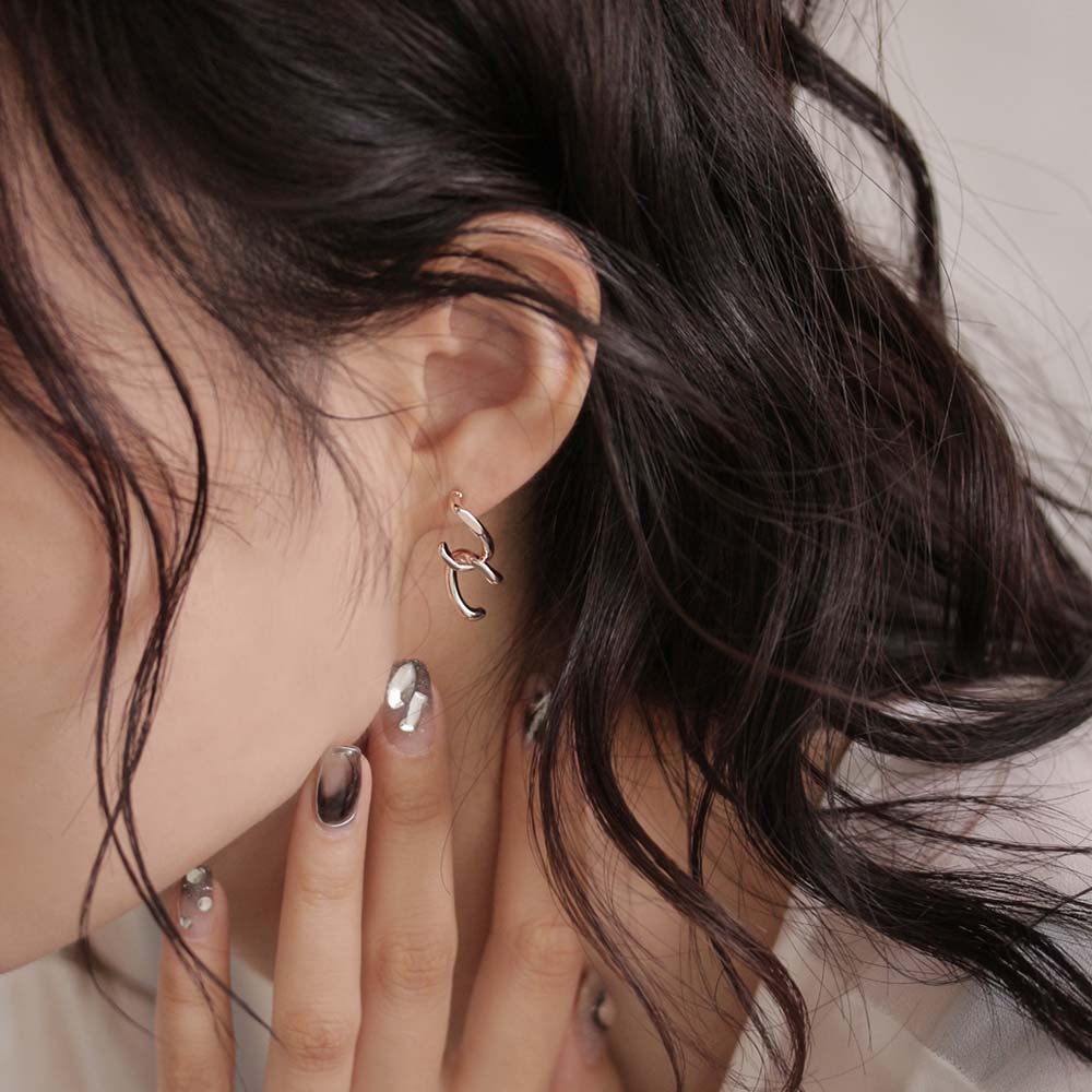 Rose Silver Link Earrings