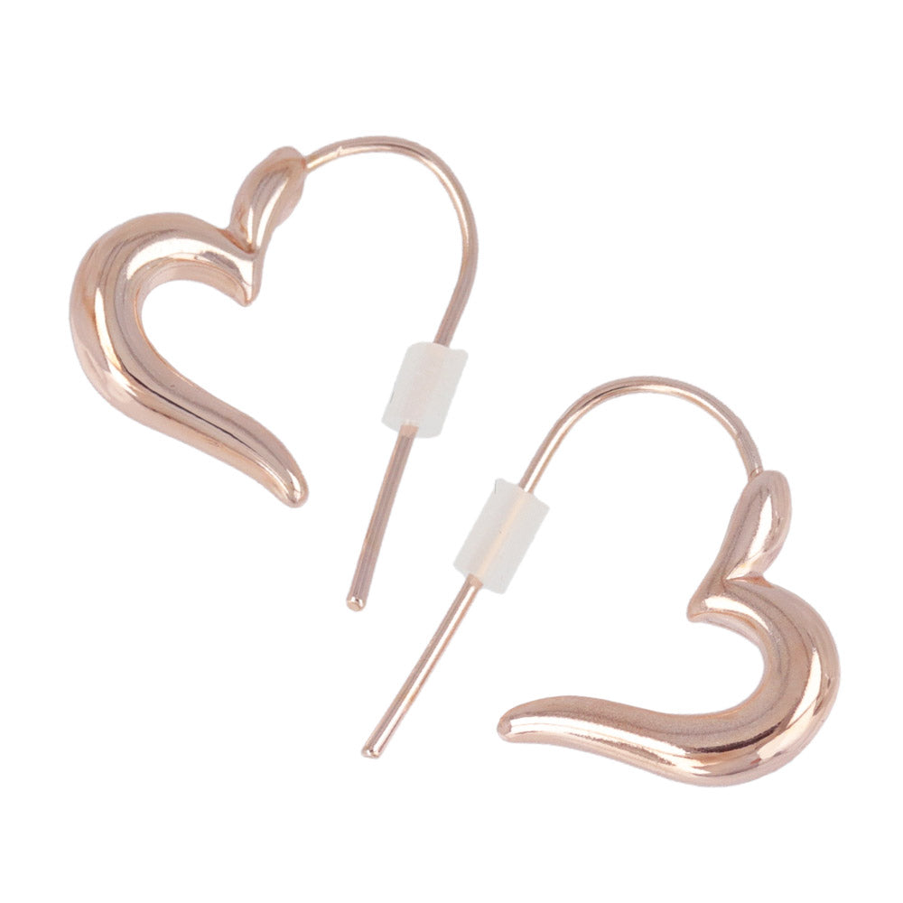 Rose Silver Heart Hoop Earrings