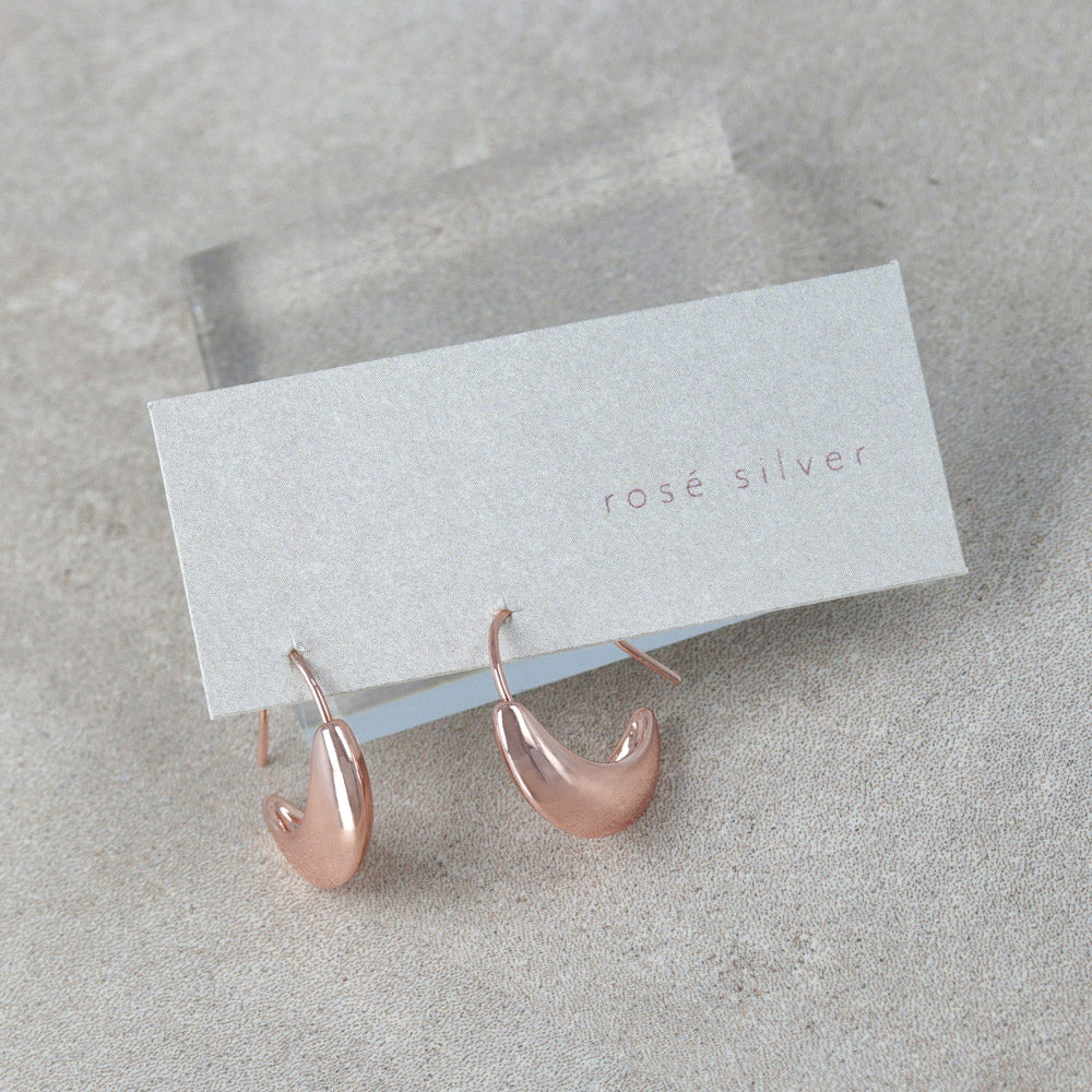 Rose Silver Crescent Moon Earrings