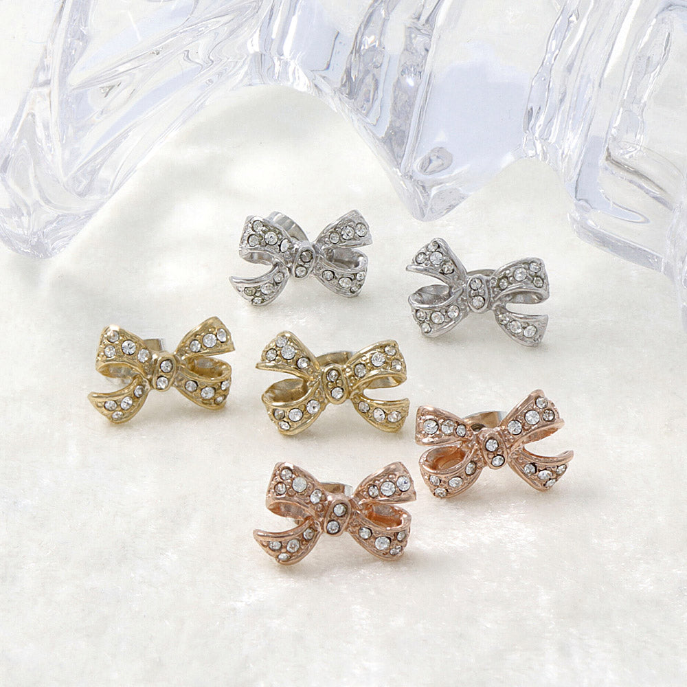 Jeweled Bow Studs - osewaya