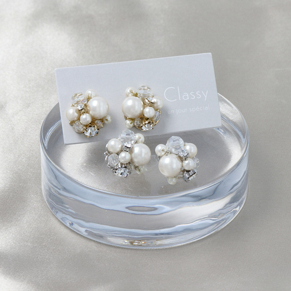 Pearly Cluster Stud Earrings - osewaya