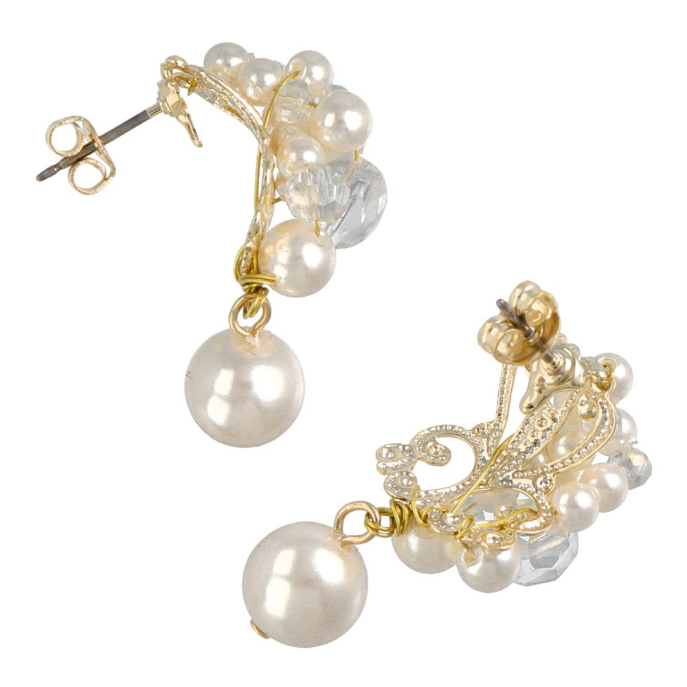 Pearly Cluster Drop Earrings