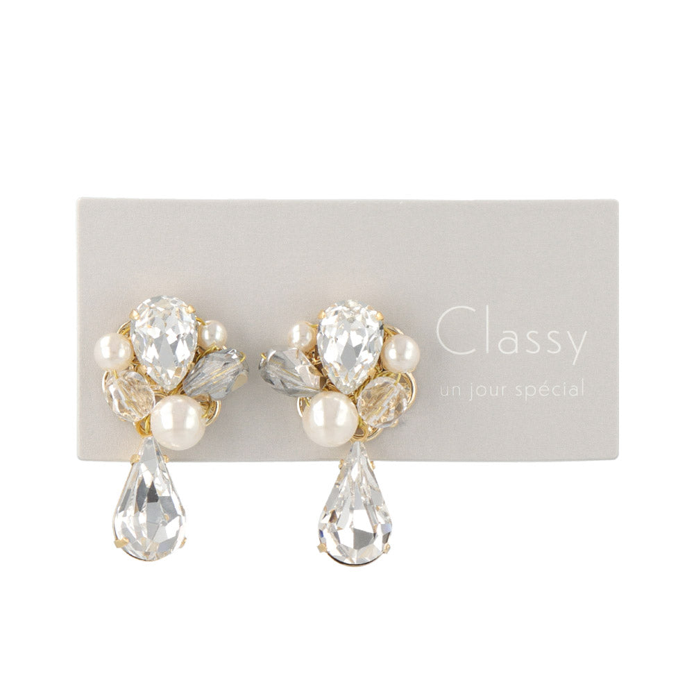 Drop Stone Cluster Earrings