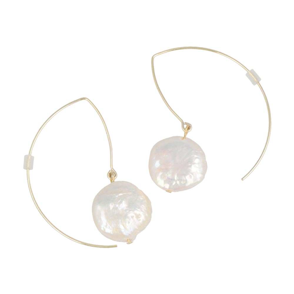 Round Freshwater Pearl Pull Through Earrings