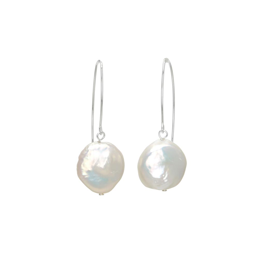 Round Freshwater Pearl Pull Through Earrings