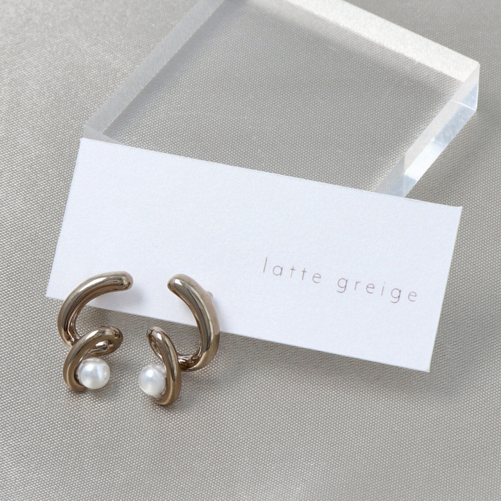 Latte Greige Spiral Pearl Earrings