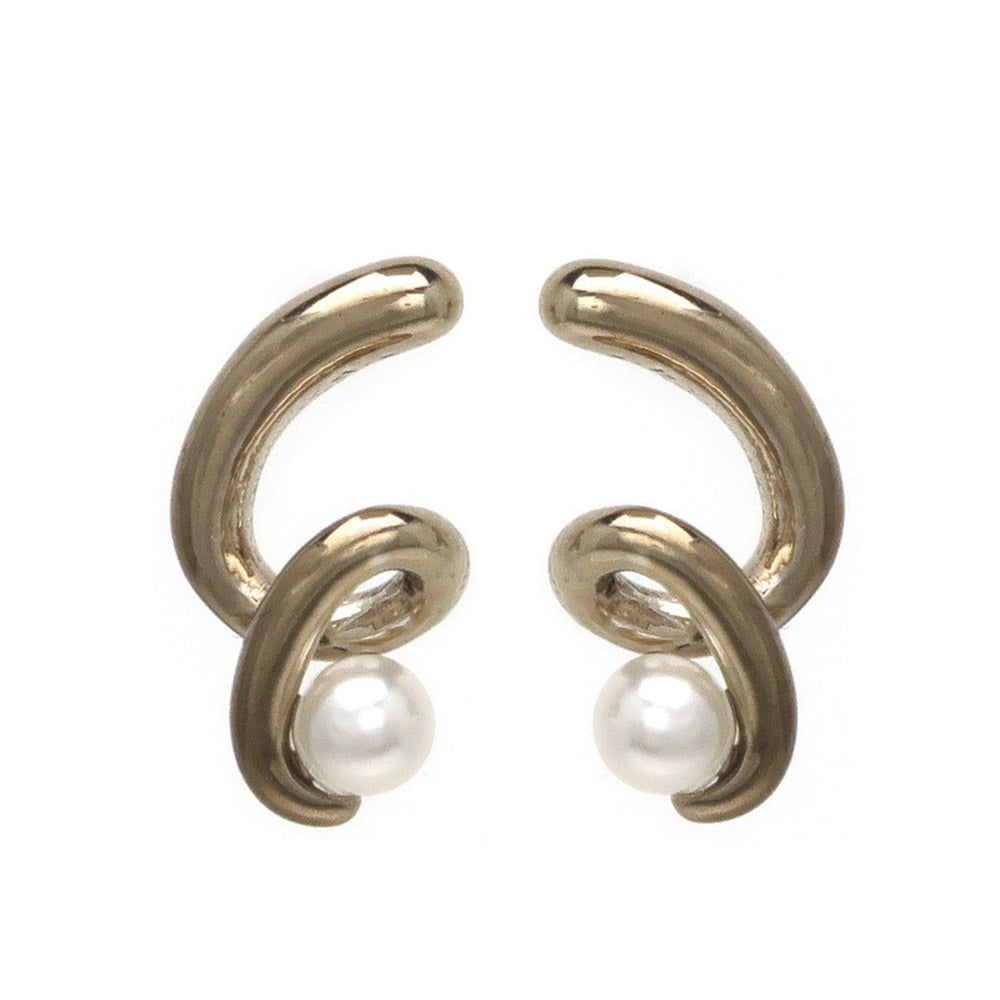 Latte Greige Spiral Pearl Earrings