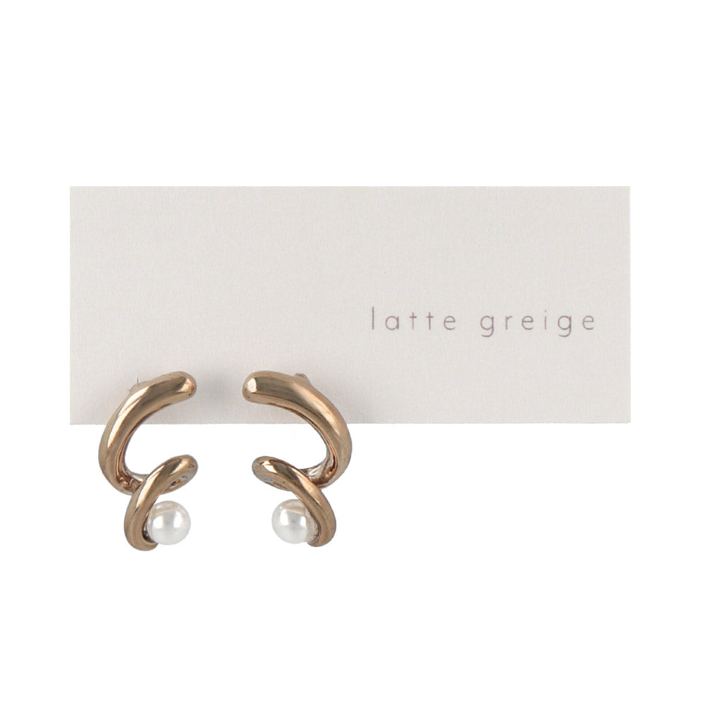 Latte Greige Spiral Pearl Earrings