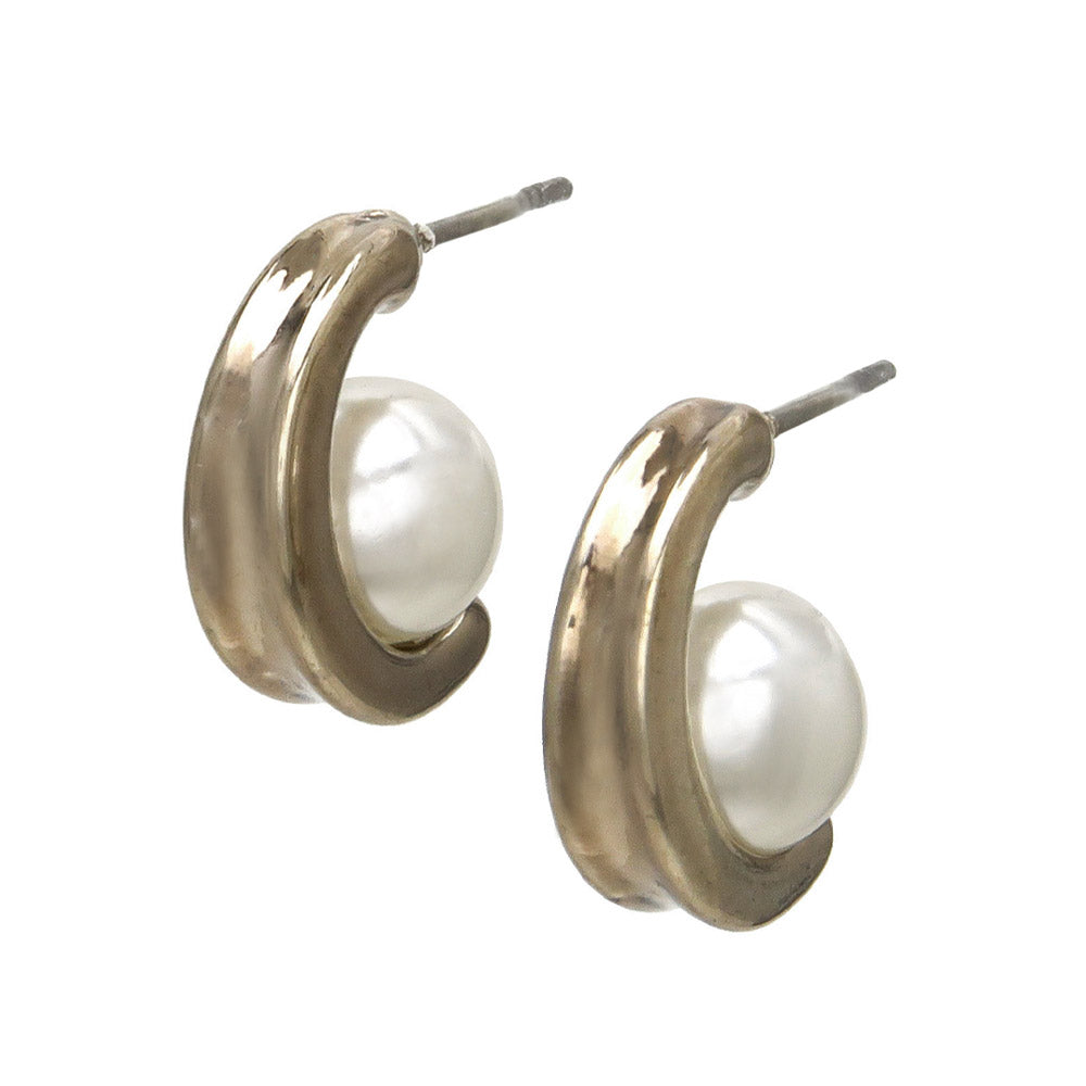 Latte Greige Curl Pearl Earrings