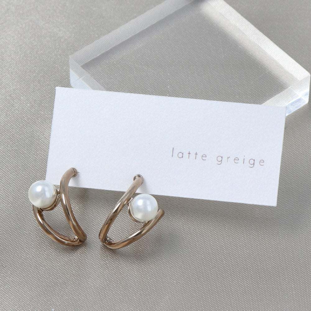 Latte Greige Double Strand Pearl Earrings - osewaya