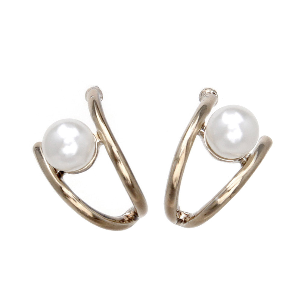 Latte Greige Double Strand Pearl Earrings