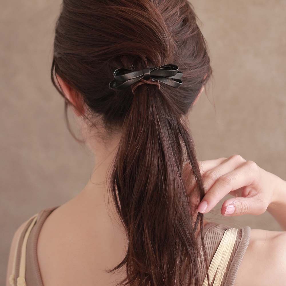 Faux Leather Bow Hair Tie