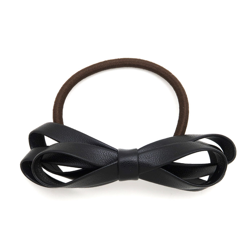 Faux Leather Bow Hair Tie