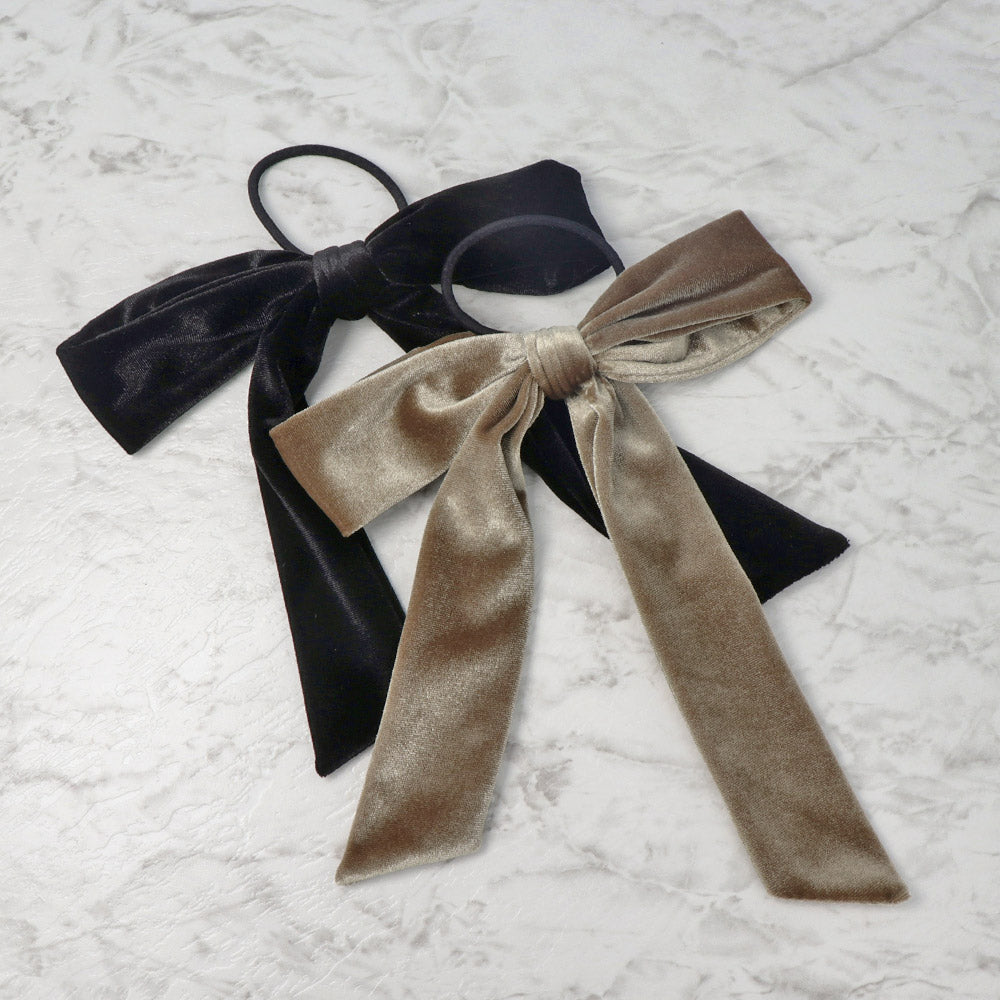 Velvet Long Tail Bow Hair Tie - osewaya