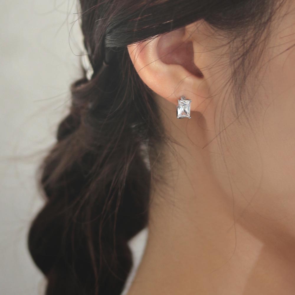 Crystal Inlaid Huggie Earrings