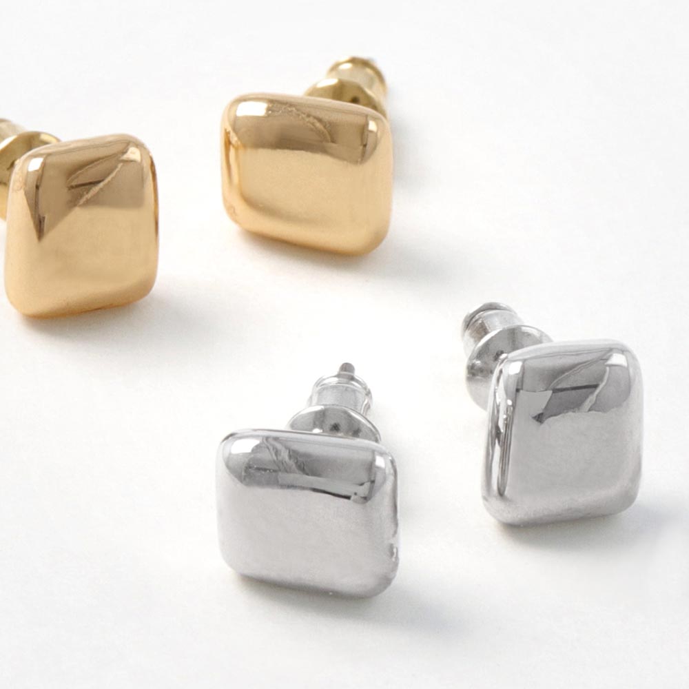 Polished Square Titanium Earrings - osewaya