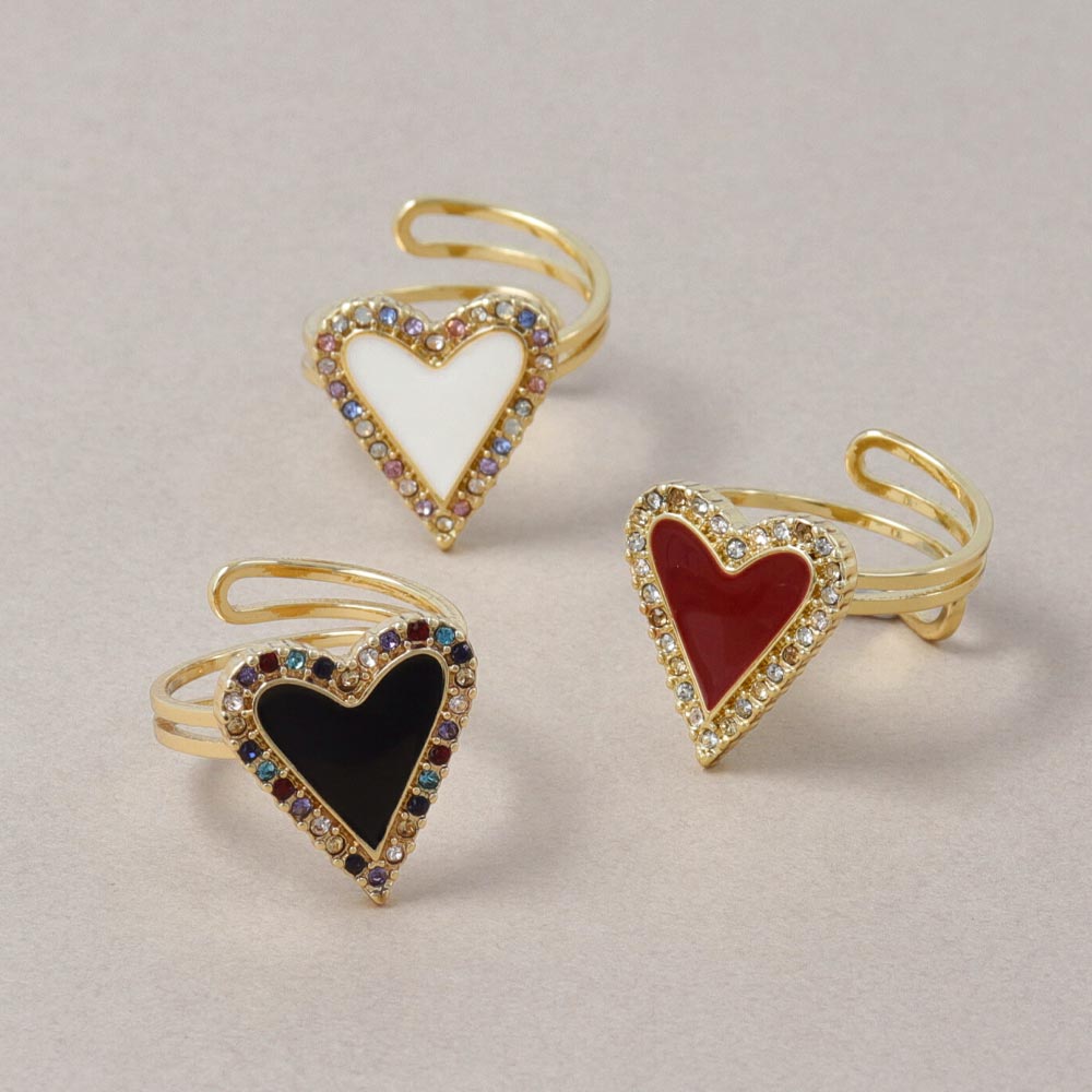 Jeweled Heart Open Ring
